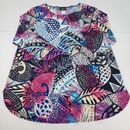 Jostar Blouse Women's Size XL Colorful Geometric Floral 3/4 Sleeve Tunic Top