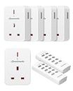 DEWENWILS Remote Control Plug Socket, 13A/3120W Heavy Duty Wireless Light Switch, 30m/100ft Long Range, Programmable, CE and RoHS Listed, 5 Pack Sockets and 2 Remotes