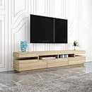 TV Cabinet Entertainment Unit Stand Television Unit with 1 Drawer & 2 Doors Storage Living Room Furniture 200cm Oak