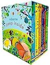 Peep Inside 6 Books Collection Box Set by Usborne (Zoo, Animal Homes, Night Time, Dinosaurs, Garden & Farm)