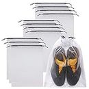 Set of 12 Transparent Shoe Bags for Travel Large Clear Shoes Storage Organizers Pouch with Rope for Men and Women, Clear 12PVC