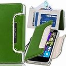 numia Nokia Lumia 1520 Hülle, Handyhülle Handy Schutzhülle [Book-Style Handytasche mit Standfunktion und Kartenfach] Pu Leder Tasche für Nokia Lumia 1520 Case Cover [Grün-Weiss]