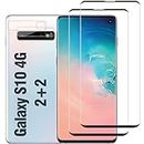 GUMANYU [2+2 Pack] Galaxy S10 Tempered Glass Screen Protector [3D Curved][9H Hardness][Ultrasonic Fingerprint Unlock] for Samsung Galaxy S10 HD Tempered Glass Protector