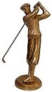 Purpledip Brass Statue Golfer with Club: Decorative Showpiece for Golf Lovers (12538)