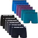 ANTONIO ROSSI (12er-Pack) Herren-Boxer-Hipster - Herren-Boxershorts Multipack mit elastischem Bund, Schwarz, Blau, Grau, Grün, L