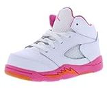 Nike Jordan 5 Retro Infant/Toddler Shoes Size 4, Color: White/Pinksicle/Safety Orange