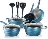 Nonstick Cookware Excilon, Home Kitchen Ware Pots, 11 Pcs, Royal Blue