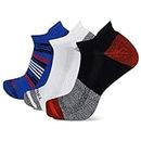 Merrell Men's and Women's Recycled Everyday Half Cushion Socks 3 Pair Pack - Repreve Arch Support Band and Breathable Mesh, Red Assorted, Medium-Large