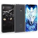 Pnakqil Alcatel 1C 2019 Case, Clear Transparent with Pattern Silicone Cute Shockproof Soft Gel TPU Ultra Thin Rubber Bumper Protective Back Phone Case Cover for Alcatel 1C 2019, Wolf 01