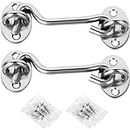 BH Hook 2 Pack 4 inch Privacy Hook and Eye Latch Solid Thick Stainless Steel Silver Finish Sturdy Lock Suitable for Barn Doors Screened Door Sliding Doors Bathrooms Windows Mounting with Screws