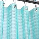 Eazzier Bath Teal 3D Crystal Plastic Shower Curtain Liner, 72x72 Inch Thin Lightweight Ice Cube Plastic Bathroom Shower Showroom Inner Curtain with Rustproof Metal Grommet Holes and Weighted Magnets