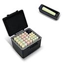 JJC Hard Case for AA AAA Battery with Detachable Tester Checker,34 Slots Battery Case Holder Organizer Storage Box for Household Rechargeable Batteries 20 AA and 14 AAA Battery, Water-Resistant