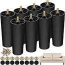 TURSTIN 8 Pack 6 Inch Plastic Furniture Legs with M8 T-nuts Screws Tapered Sofa Couch and Chair Legs Replacement Furniture Legs for DIY Projects Sofas Coffee Tables Dressers Beds