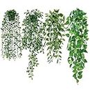 Betylifoy 4 Stück Künstliche Hängepflanzen, Eukalyptus Blätter mit Töpfen Wartungsfreie Künstliche Pflanzen Rebe für Hausgarten Indoor Outdoor Decor (Pothos)