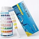 Aqualuna Pool and Spa Test Strips - 100ct - 7 Way Hot Tub Test Kit Testing for Free Chlorine, Total Chlorine, Bromine, Total Hardness, Total Alkalinity, pH and Cyanuric Acid - Maintain Water Quality