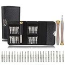 25 in 1 Screwdriver Set, Portable Precision Mini Set Screwdriver Set, Magnetic Repair Tool Kits with Black Leather Bag for PC, Eyeglasses, Mobile Phone and Other Home Appliances (25)