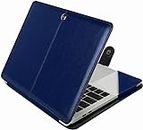 Flausen PU Leather Laptop Cover for HP 15s, Ryzen 5-5500U 15.6-inches, 15s-eq2182AU- Navy Blue
