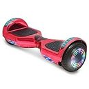 TPS Power Sports Electric Hoverboard Self Balancing Scooter for Kids and Adults Hover Board with 6.5" Wheels Built-in Bluetooth Speaker Bright LED Lights UL2272 Certified (Chrome Red),QY-ET2