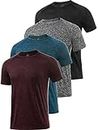 Ullnoy 4 Pack Men's Dry Fit T Shirt Moisture Wicking Athletic Tees Exercise Fitness Activewear Short Sleeves Gym Workout Top Black/Dark Gray/Navy/Wine Red M