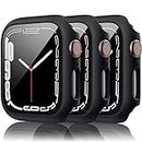 Vancle 3 Pack Case for Apple Watch Screen Protector 42mm Series 3/2, Hard PC Full Protective Cover Apple Watch Case with Tempered Glass for iWatch 42mm (Black, 3 Pack)