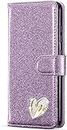 MHtech Case For Apple iPhone 7 PLUS, 8 PLUS Phone Case Shiny Leather Bling Glitter Book Flip Stand Card Wallet Protective Cover For iPhone 7 PLUS / 8 PLUS Phone (Purple)
