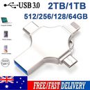 2T 4in1 USB3.0 Memory Photo Stick Flash Drive OTG For iPhone iPad Android TYPE-C