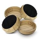 4 Rubber Base Castor Cups for Wooden Floors and Carpets | Wooden Furniture Castor Cups Non-Slip | Caster Cups Protect Wooden Floor | Furniture Floor Protectors for Chair & Sofa Legs, Table Feet, Bed