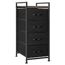 Fabric Dresser for Bedroom Vertical Dresser Storage Tower Nightstands Dresser with 4 Drawers Organizer Unit for Hallway Entryway Living Room Closets with Wood Top (Black)