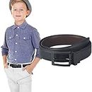 Monopa Reversible Kids Belts for Boys - Black and Brown Leather Belt for School Uniform Casual Jeans (70cm,Black)