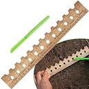 2PCS Seed Ruler and Dibber,Wooden Seed Spacing Ruler with Holes Plastic Seeding Dibber,Plant Seed Spacer Tool,Gardening Dibber,Planting Guide for Garden Home Plants Vegetables Seeds