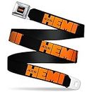 Buckle-Down Seatbelt Belt - HEMI 426 Logo Repeat Black/Orange - 1.5" Wide - 24-38 Inches in Length
