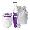 Philips Satinelle Essential Corded Compact epilator Incl. Bikini Trimmer, Brp505/00, 1 Count