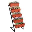 Outsunny 5-Tier Vertical Raised Garden Bed with 5 Planter Boxes, Plant Stand Grow Container for Balcony Patio Outdoor, Red