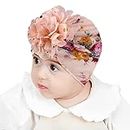 SYGA Baby Turban Hat, Toddler Beanie Cap Infant Hat 6 Month-4 Years Cotton Floral Baby Cap Headwear Unisex with Big Flower Soft Cute Hat