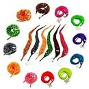 LE TOOTER 24 Pieces Fuzzy Worms Toys Worm on String Bulk Toys Magic Pet for Carnival Party Favors (12 Colors)