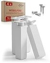 LouMaxx Möbelfüße verstellbar eckig– 4er Set 40x40x150mm in Weiß inkl. Befestigungsplatte – Füße für Möbel aus Aluminium – Hochwertige Schrankfüsse für individuelle DIY-Möbel