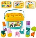 Sanghariyat Baby First Blocks Activity Toys Sorter Baby And Toddler Toy Abcd Learning Shape Alphabets Storage Bucket Toys Sorting Game Developmental Educational Toy Children 16 Building Blocks,Multi