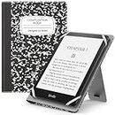 MoKo Universal Case for 6", 7" Kindle eReaders Fire Tablet - Kindle/Kobo/Voyaga/Lenovo/Sony/Kindle E-Book, Folio Shell Cover Case, Lightweight PU Leather Case with Hand Strap/Kickstand,Black Notebook