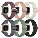 IMIVIO 6 Pack Nylon Straps Compatible with Fitbit Versa 3 Straps/Fitbit Versa 4 Strap/Fitbit Sense Strap/Fitbit Sense 2 Strap, Elastic Replacement Sport Band for Women Men, Light