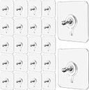 Chillyfit wall hooks for hanging strong, 20 Pack Screw Hooks Adhesive Hooks for Wall Heavy Duty, self Adhesive Hook, Wall hangings, Sticky Photo Frame Hangers,Stainless Steel, Transparent