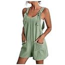Hesxuno Deals and Promotions Warehouse Clearance Women's Button Front Tie Knot Overalls Short Romper Jumpsuit with Pocket Deal of The Day Clearance Prime Lightning Deals