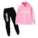 Kids Pullover Hoodie Jogging Pants Set for Boys and Girls Sport Tracksuit (pink 2, 9-10 years)