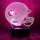Tieliper Cute Chiefs Football Helmet 3D LED Visual Sleeping Night Light with Remote 16 Colors Bedroom Decor Table Lamp Birthday Gifts for Kids KC Men Women
