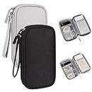 Keboyoe 2 Pcs Cable Bag Organiser Small Travel Cable Organiser Bag Portable Electronics Accessories Organizer Carry Bag Organiser for Cables, Cord, Charger, USB Drive, Phone (Black, Grey)