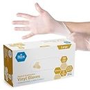 MED PRIDE Medical Vinyl Examination Gloves (Large, 100-Count) Latex & Rubber Free, Ultra-Strong, Clear Disposable Powder-Free Gloves for Healthcare & Food Handling Use