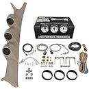 GlowShift Diesel Gauge Package Compatible with Ford Super Duty F-250 F-350 6.0L 7.3L Power Stroke 1999-2007 - White 7 Color 60 PSI Boost, 2400F EGT & Transmission Temp Gauges - Tan Triple Pillar Pod