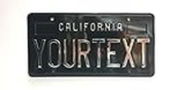 Targa CALIFORNIA US in alluminio personalizzabile con testo in rilievo e adesivi con data colore NERO