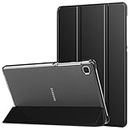 MoKo Funda Compatible con Samsung Galaxy Tab A7 Lite 8.7-Inch 2021 Versión Tableta (SM-T227/SM-T225/SM-T220), Cubierta Estuche con Soporte Triple Plegable con PC Trasera Transparente, Negro
