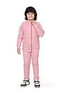 FEBVIBE Kids Stylish Polyester Full Sleeves Tracksuit | Zipper Closure Track Suit Set | Tracksuit Ideal for Boys and Girls Running, Gym and other Workout - Pink (6-7 Years)