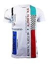 SCREENSHOTBRAND-S11033 Mens Hip-Hop Hipster Premium Tee - Longline Fashion Multicolor Auto Motor Sport Race Print T-Shirt-White-2XLarge